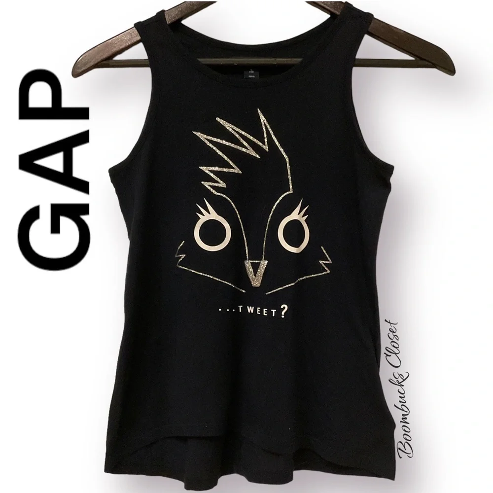 Lot of 2 Gap, Justice T shirt and tank Top Sparkly Black & Dark Blue Size 10
